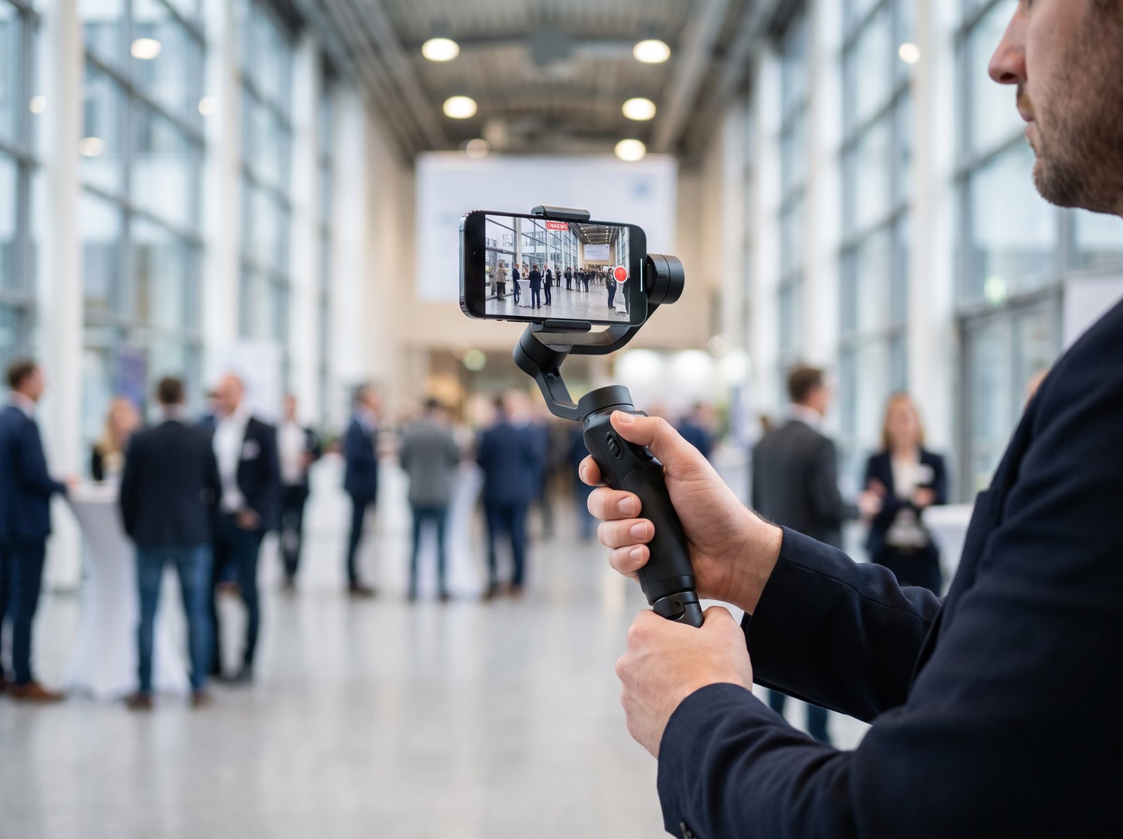 Produção de vídeo usando um iPhone em estabilizador
