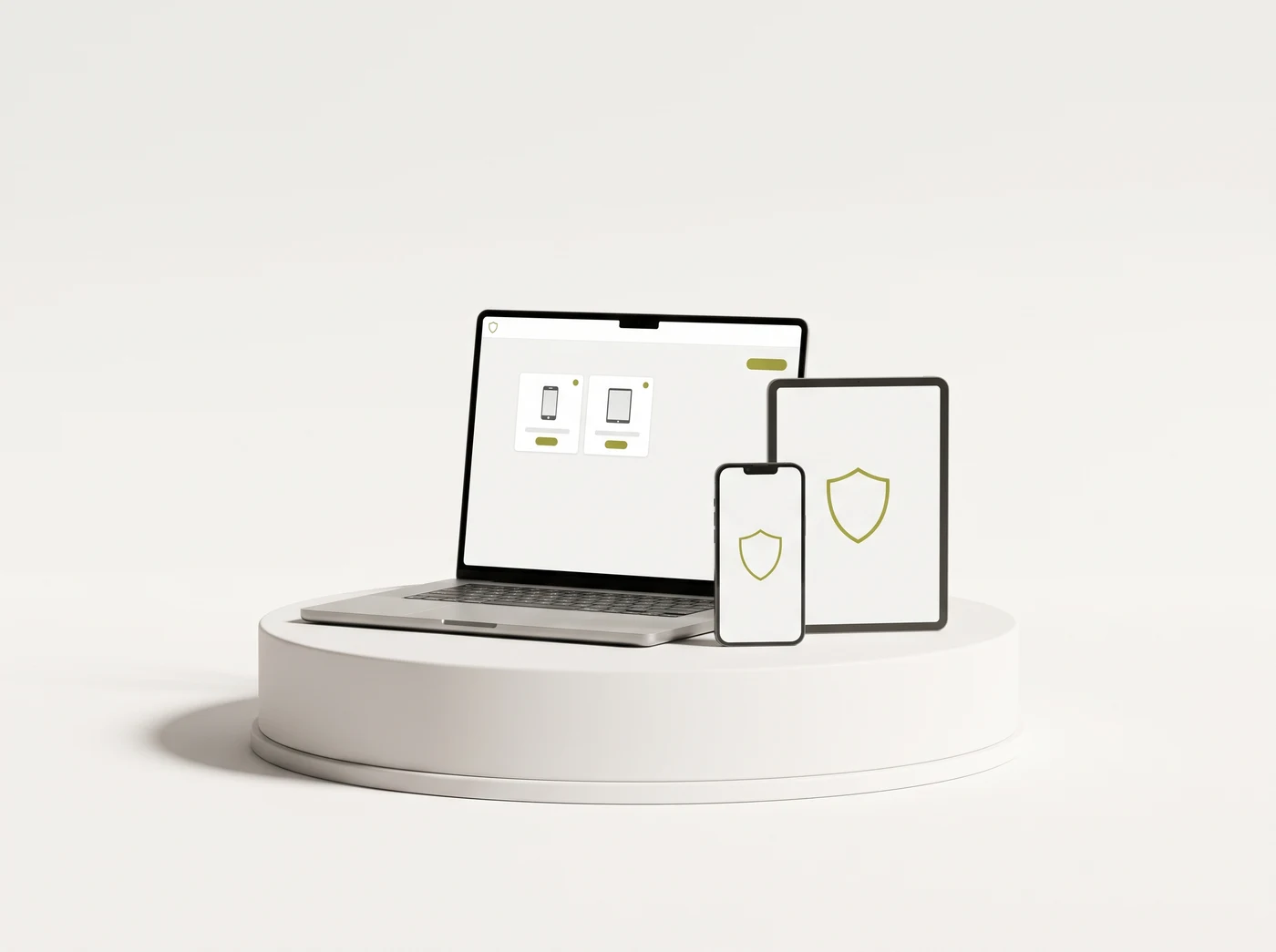 Representação da gestão MDM de celulares e tablets em um notebook