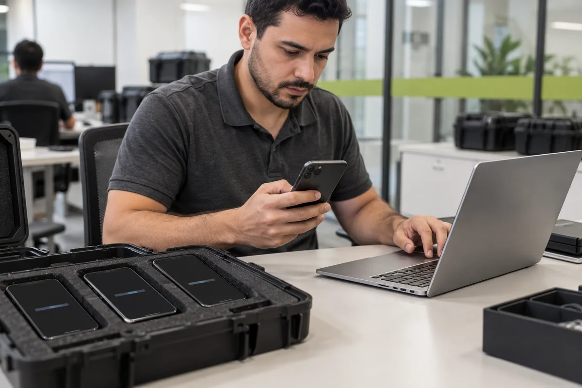 Preparação de smartphones e notebook para uma equipe de trabalho