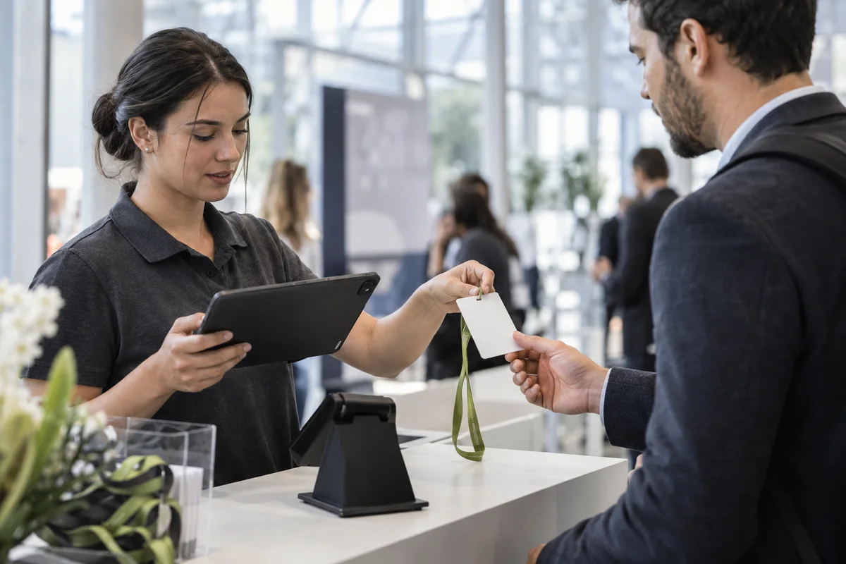 Uso de tablet no atendimento de credenciamento de uma feira